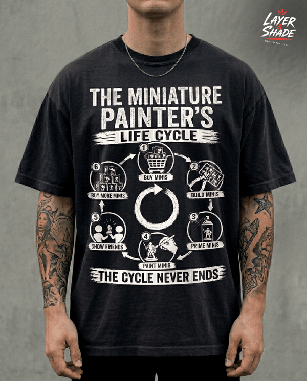 The Miniature Painter's Life Cycle Shirt Funny Tabletop Gaming & Mini Painting Tee