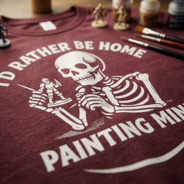 Funny Skeleton Miniature Painting Shirt I'd Rather Be Home Painting Minis Shirt