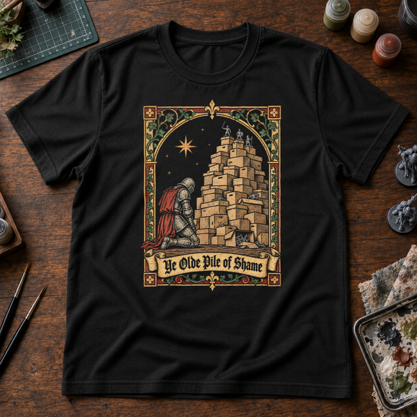 Ye Olde Pile Of Shame Shirt, Medieval Knight Miniature Painting Tee