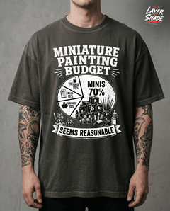 Miniature Painting Budget Shirt, Funny Mini Painter Gift, Pie Chart Tee, Tabletop Wargaming Tee — view 2