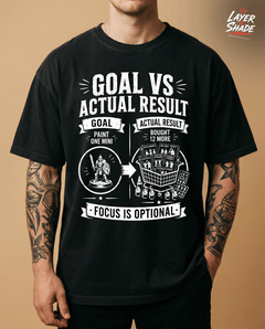 Goal vs Actual Result Shirt, Funny Miniature Painting Gift, Paint One Mini Bought 12 More, Tabletop Wargaming Tee — view 1