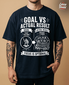 Goal vs Actual Result Shirt, Funny Miniature Painting Gift, Paint One Mini Bought 12 More, Tabletop Wargaming Tee — view 5