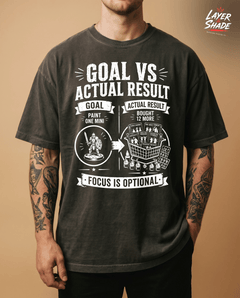 Goal vs Actual Result Shirt, Funny Miniature Painting Gift, Paint One Mini Bought 12 More, Tabletop Wargaming Tee — view 2