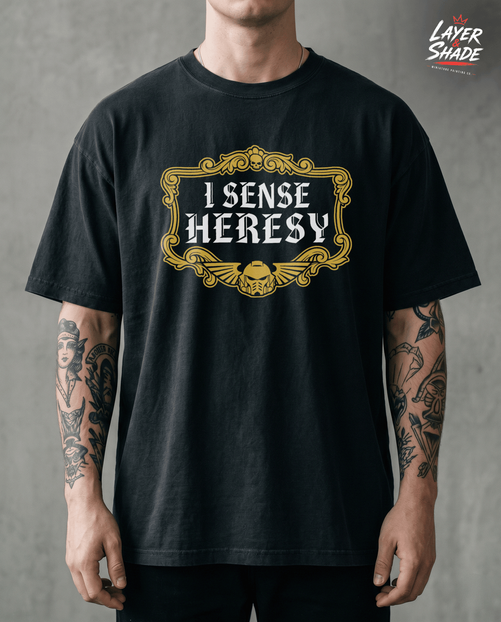 I Sense Heresy T-Shirt | Grimdark Gothic Tabletop Wargaming Tee | Funny Mini Painter Gift