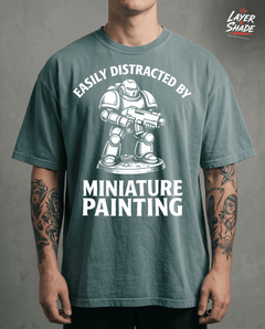Easily Distracted By Miniature Painting T-Shirt | Funny Tabletop Hobby Tee | Mini Painter Gift — view 1