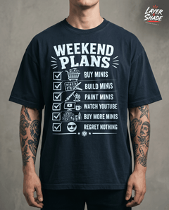 Weekend Plans Miniature Painting Checklist T-Shirt | Funny Tabletop Gamer Tee | Mini Painter Gift — view 1