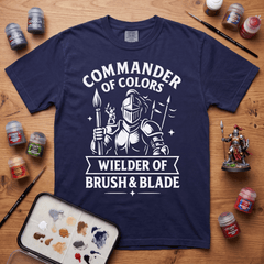 Commander of Colors Wielder of Brush & Blade – Funny Miniature Painting T-Shirt | Gift for Warhammer Painters | Tabletop Gamer Tee — view 5