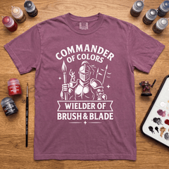 Commander of Colors Wielder of Brush & Blade – Funny Miniature Painting T-Shirt | Gift for Warhammer Painters | Tabletop Gamer Tee — view 6